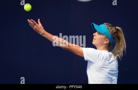 Wuhan, Chine. 28 septembre 2018 - Elina Svitolina pratiques de l'Ukraine à l'Open de Chine 2018 Premier tournoi de tennis WTA Obligatoire Crédit : AFP7/ZUMA/Alamy Fil Live News Banque D'Images