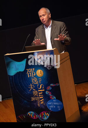 Hong Kong, . 28 Sep, 2018. Shaw Nobel en sciences mathématiques italien .Le Professeur Luis UN Caffarelli (professeur de mathématiques, Université du Texas à Austin, États-Unis) .2018 Lauréats Shaw donner une conférence publique à la Musée des sciences de Hong Kong, Tsim Sha Tsui, Kowloon. Le prix Shaw, qui se compose de trois prix annuels, à savoir le prix à l'astronomie, le prix en sciences de la vie et de la médecine et le prix en sciences mathématiques vaut $1.2MILLION USD pour chaque gagnant. Credit : Jayne Russell/ZUMA/Alamy Fil Live News Banque D'Images