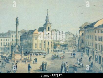 Zaniklý kostel svatého Mikuláše Brno - 1829. Banque D'Images