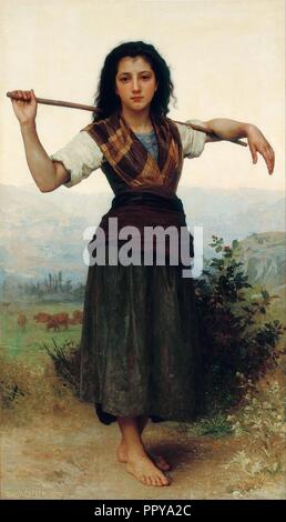 William-Adolphe Bouguereau - La Petite bergère - Banque D'Images