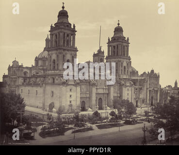 La Cathédrale de Mexico ; William Henry Jackson, américain, 1843 - 1942, Mexico City, Mexique ; vers 1890 ; à l'albumine argentique Banque D'Images