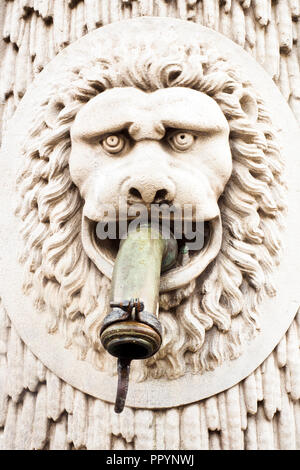 Tête de Lion sculpture de la tuyère de la pompe à eau - Bruges, Belgique Banque D'Images