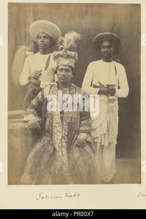 Suliman Kudr, fils d'Umjud Shah allié, et deux serviteurs, attribué à Felice Beato, 1832 - 1909, l'Inde Banque D'Images