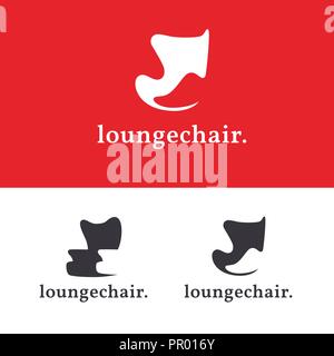 Set de meubles modèles de logo. Fauteuil moderne des concepts de design. Lounge chaise emblématique signe. Décor logotype. Illustration de Vecteur