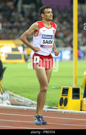 Abbes SAIDI de la Tunisie dans l'épreuve du 800m T38 à la finale des Championnats du monde à Londres 2017 Para Banque D'Images