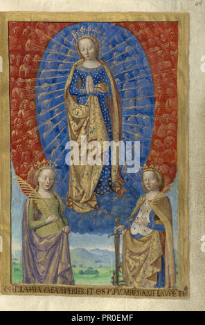 Virgin en nuée d'anges, de Saints Barbara et Catherine ; Maîtrise de la Chronique scandaleuse, français, actif sur 1493 Banque D'Images