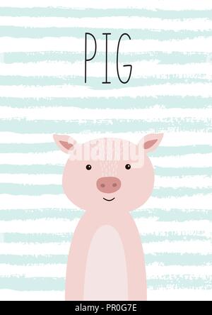 Cute cartoon illustration de porcs. Poster, carte pour les enfants. Vector illustration. Illustration de Vecteur