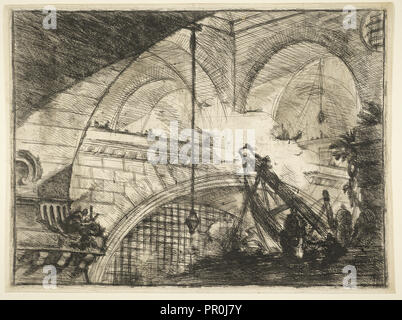 L'arc avec un ornement de shell, Piranesi, Giovanni Battista, 1720-1778, la gravure, l'éraflure, teinte de soufre Banque D'Images