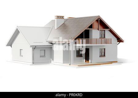 Plan de maison en 3d sur fond blanc Banque D'Images