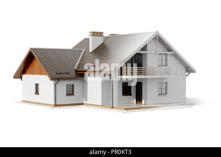 Plan de maison en 3d sur fond blanc Banque D'Images