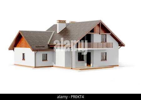 Plan de maison en 3d sur fond blanc Banque D'Images