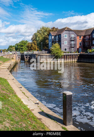 Blocage de Stanford, Tamise, Stanford-on-Thames, Oxford, Oxfordshire, England, UK, FR. Banque D'Images