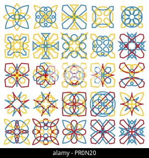 Ensemble de vingt cinq différentes formes ornementales de couleur pour la décoration sur le fond blanc, dessin à la main vector Illustration de Vecteur