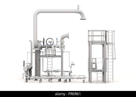 3D render of oil refinery sur fond blanc Banque D'Images