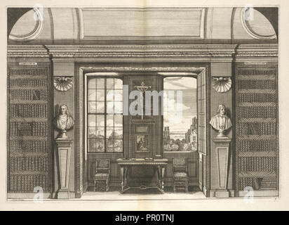 Plaque 3, le cabinet de la bibliothèque de Sainte Geneviève : divisé en deux parties : contenant les antiquitez de la réligion Banque D'Images