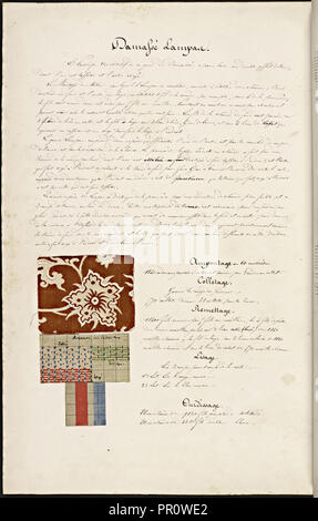 Manuscrit textile française, ca. 1820, ce manuscrit, un manuel d'instruction pour une école associée à une manufacture Banque D'Images