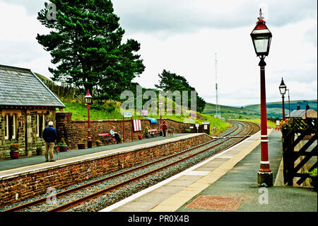 Dent gare ferroviaire, la gare la plus élevée au-dessus du niveau de la mer en Angleterre, Dent, Cumbria, s'installer à Carlisle Railway, Angleterre Banque D'Images