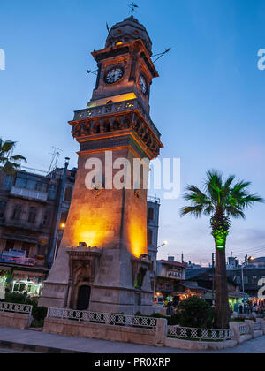 Bab al-Faraj Tour de l'horloge. Alep, Syrie. Banque D'Images