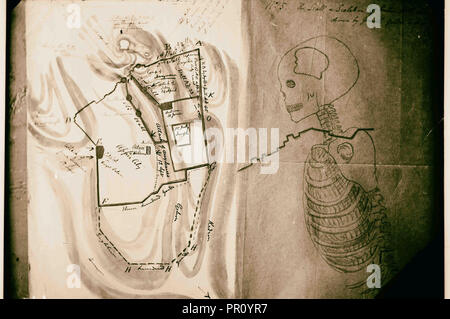 Cartes, plans, restaurations, Plan du général Gordon's idée de Golgotha du général Gordon's Plan idée de Golgotha 1900, Jérusalem, Israël Banque D'Images