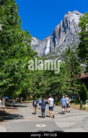 Une vue de la vallée de Yosemite Falls Visitor Center dans le Parc National de Yosemite, UNESCO World Heritage Site, Californie, États-Unis d'Amérique Banque D'Images