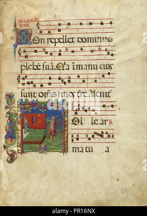 T Initial : Isaac et Esaü ; attribué à Franco dei Russi, Italien, actif vers 1453 - 1482, Ferrara, Italie ; environ 1455 - 1461 Banque D'Images