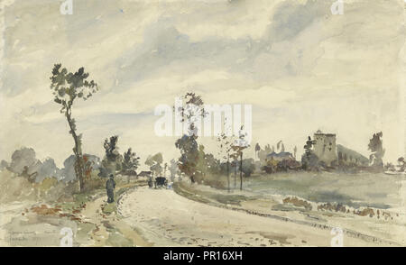 Louveciennes, Route de Saint-Germain ; Camille Pissarro, Français, 1830 - 1903, France, 1871 ; aquarelle et craie noire Banque D'Images