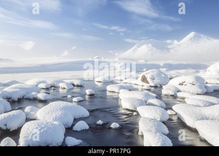 Rannoch Moor sous la neige dans les Highlands, Ecosse, Royaume-Uni, Europe Banque D'Images