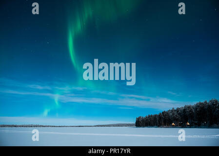 Aurore boréale, Pallas-Ylllastunturi Parc National, Laponie, Finlande, Europe Banque D'Images