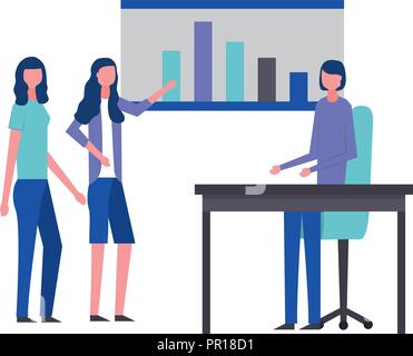 Les femmes d'affaires bureau bureau conseil présentation vector illustration Illustration de Vecteur