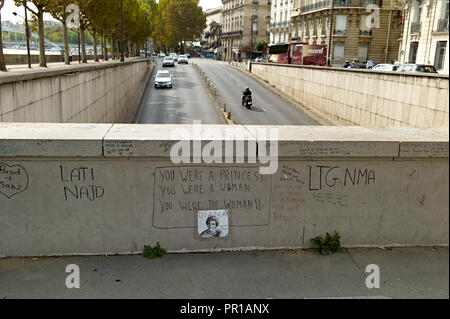 Pont de l'Alma tunnel dans Paris, France. Étaient Diana, princesse de Galles, avait perdu la vie dans un accident de voiture. Banque D'Images