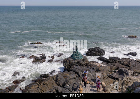 Busan, Corée du Sud - Jul 12, 2018 : La Princesse Hwagok Mermaid Statue en parc de Dongbaek à Pusan, Corée Banque D'Images