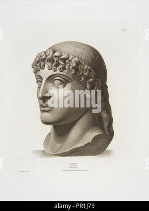 Tête d'Apollon, vue de trois-quarts, les spécimens de la sculpture antient, Agar, John Samuel, ca. 1770-ca.1835, Chevalier, Richard Payne Banque D'Images