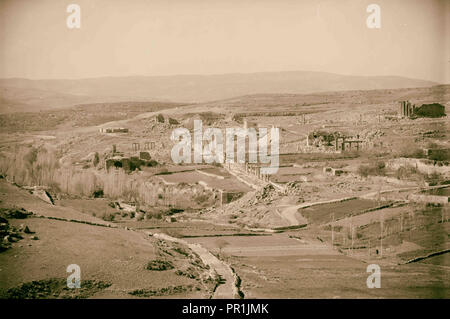 Ruines de Gérasa (Jerash). Ruines de Jerash. Une vue générale depuis le nord. 1920, Jordanie, Gérasa, ville disparue Banque D'Images