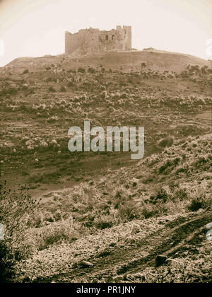 Ajlun district. Kalaat Er-Rabad. Vu depuis le nord. 1920, la Jordanie, l'ʻAjlūn Banque D'Images