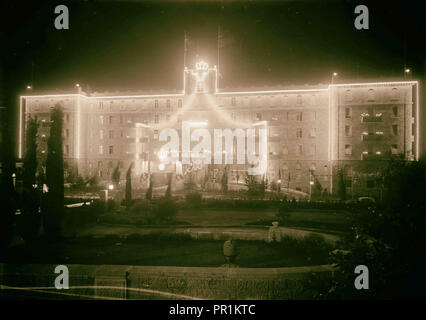 Couronnement, le Roi George VI. Illuminations. Le 12 mai 1937. Hôtel King David. 1937, Jérusalem, Israël Banque D'Images