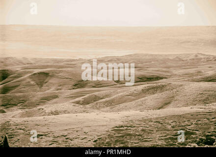 Montagnes de Moab et la mer Morte d'Olivet. 1934, Moab est le nom historique d'une parcelle de terrain montagneux en Jordanie. Banque D'Images