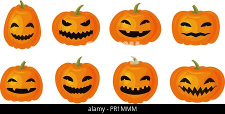 Symbole de l'Halloween. Ribambelle de citrouilles. Cartoon vector illustration Illustration de Vecteur