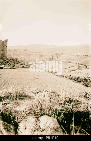 À l'Est de la Jordanie et la mer Morte. Vue générale des ruines de Jerash. 1900, Jordanie, Gérasa, ville disparue Banque D'Images