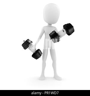 3d man lifting weights Banque D'Images