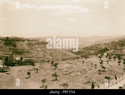 Mt Zion, vallée de Hinnom et désert de l'ouest. En 1925, Jérusalem, Israël Banque D'Images