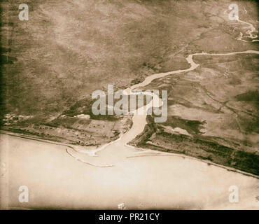 L'air vues de Palestine. Entrée de la Jordanie dans le lac de Génésareth. Le nord de l'extrémité du lac. 1931, les rivières, le lac de Tibériade, Israël, Banque D'Images