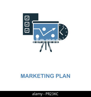 L'icône Plan de marketing en deux couleurs. Design de style créatif de marketing en ligne collection. UX et l'interface utilisateur. L'icône du plan marketing parfait pixel. Pour web desig Banque D'Images