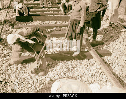 Les réparations sur Lydda-Jerusalem Railroad, le 5 septembre '38, Israël, Lod Banque D'Images