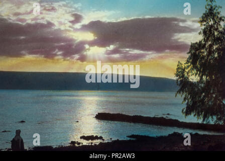 Autour de la mer de Galilée. Lever du soleil sur la mer de Galilée. 1950, Israël Banque D'Images