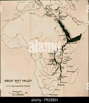 Carte de l'Afrique montrant la 'Great Rift Valley' cont'in de vallée du Jourdain. 1934, l'Afrique Banque D'Images