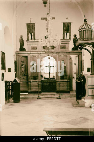 Vues du nord. Intérieur de l'église grecque [Cana de Galilée]. 1900, Israël, Kafr Kannā Banque D'Images