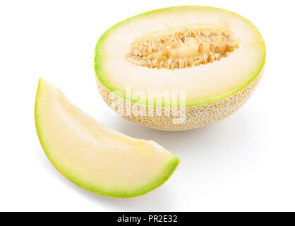 Melon cantaloup isolé sur fond blanc Banque D'Images