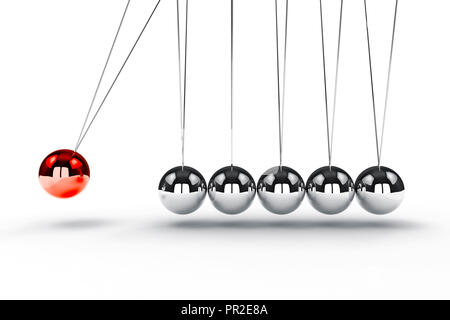 Image 3D render of newton's cradle sur fond blanc Banque D'Images