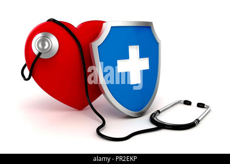 3D grand coeur rouge concept santé et médecine Banque D'Images