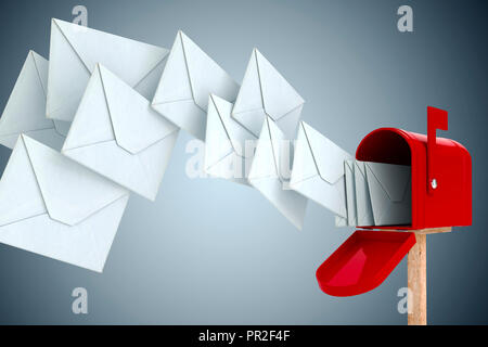 Enveloppe 3d et mail box Banque D'Images